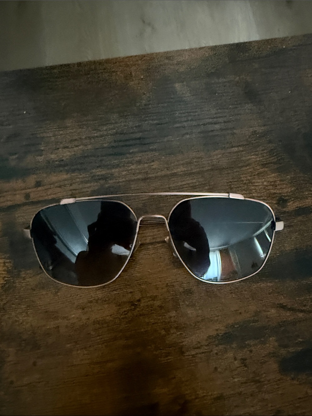 Men's Aviator Sunglasses in Silver with Black Lenses